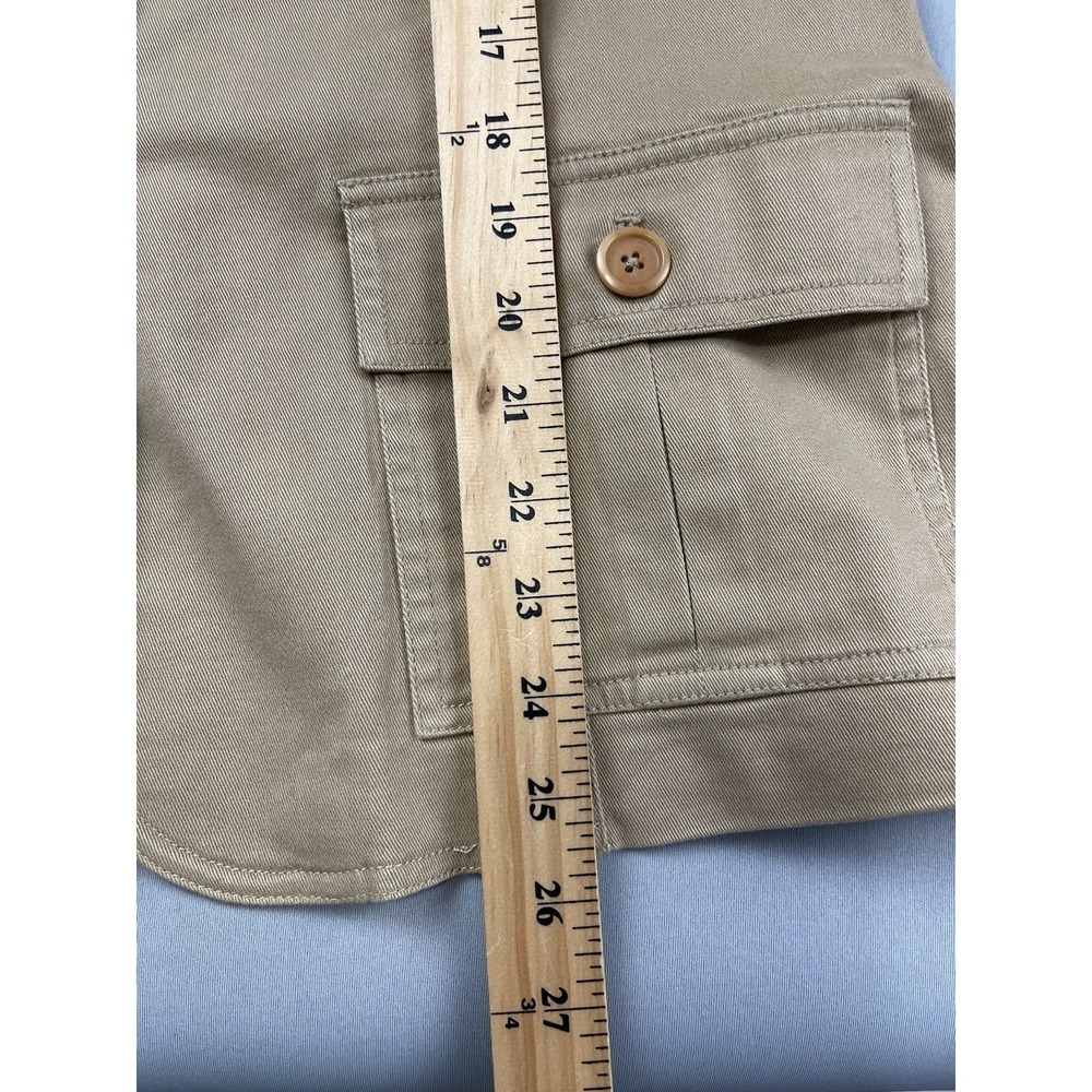 Talbots Petites Womens Khaki Tan Cotton Stretch Blazer Jacket Size 12P Utility - Picture 10 of 12
